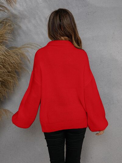 Casual Sweater Met Halve Rits