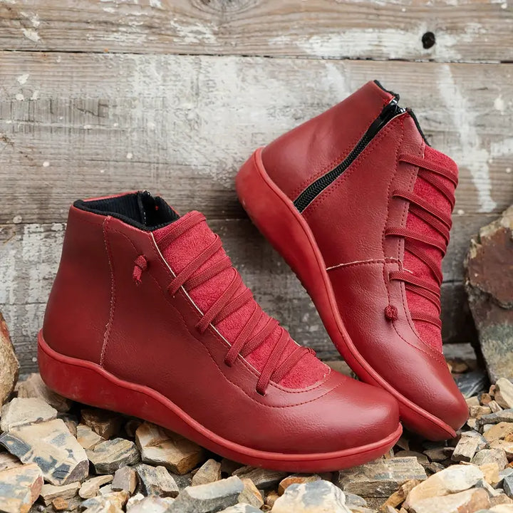 Retro Ankle Boots van Zacht PU-Leder