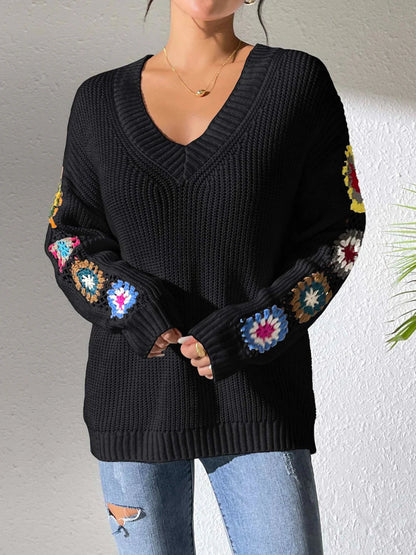 Gebreide Sweater Met Bloemenprint Dames