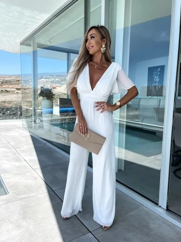 chique comfortabele jumpsuit speciale gelgenheden chique elegant comfortabel korte mouwen bruiloftkleding