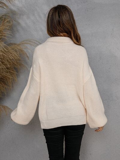 Casual Sweater Met Halve Rits