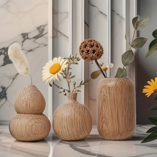 WoodVase Geometrische Houten Vazen Set | Moderne en Tijdloze Decoratie voor Woonkamer, Slaapkamer of Kantoor