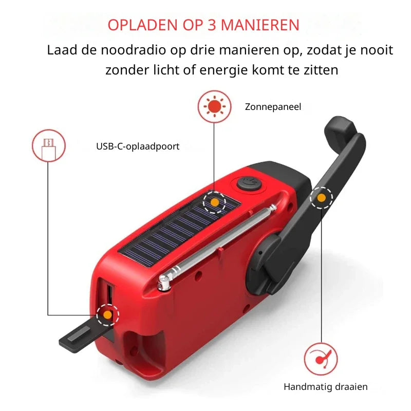 SolarGuard - Veelzijdige Noodradio met Zonne-energie & Handmatige Oplading