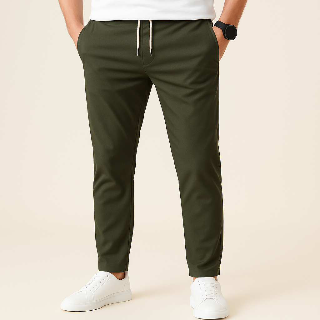 Heren slim fit trekkoordbroek