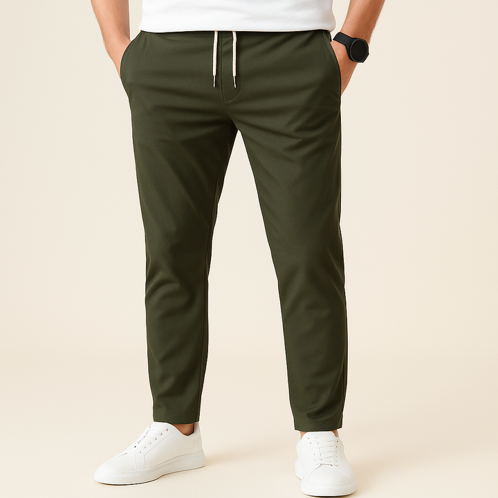 Heren slim fit trekkoordbroek