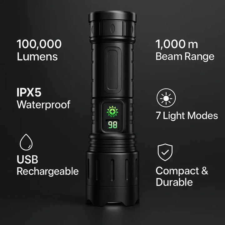 100000 lumen tactische zaklamp