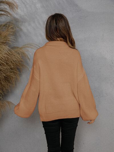 Casual Sweater Met Halve Rits