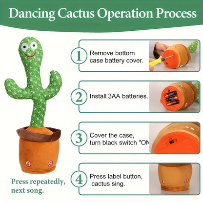 Interactieve Dansende Cactus – Zingend, Pratend & Opnamemogelijkheid met LED Verlichting – Perfect Cadeau voor Kerst