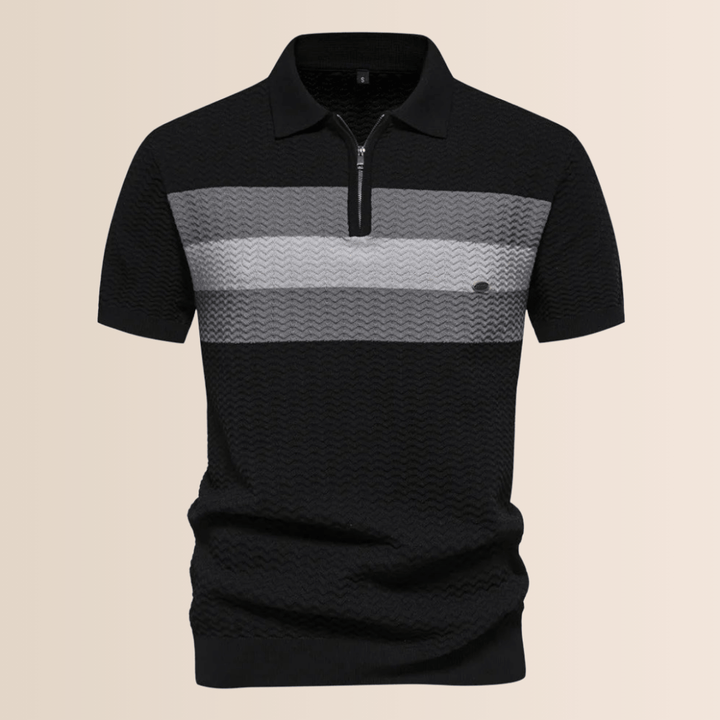 Heren poloshirt met gestreept breiwerk