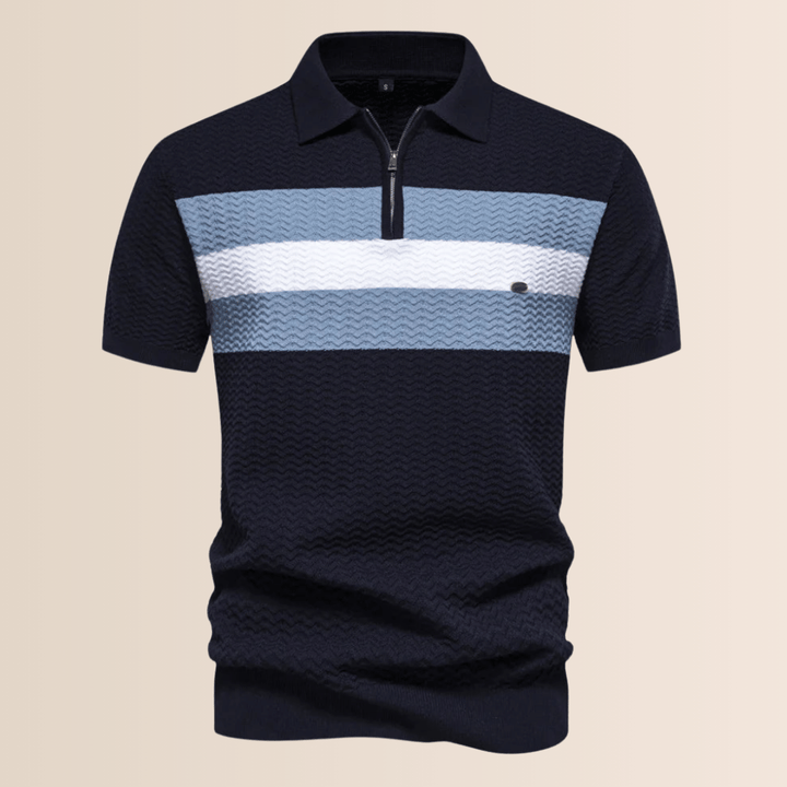 Heren poloshirt met gestreept breiwerk