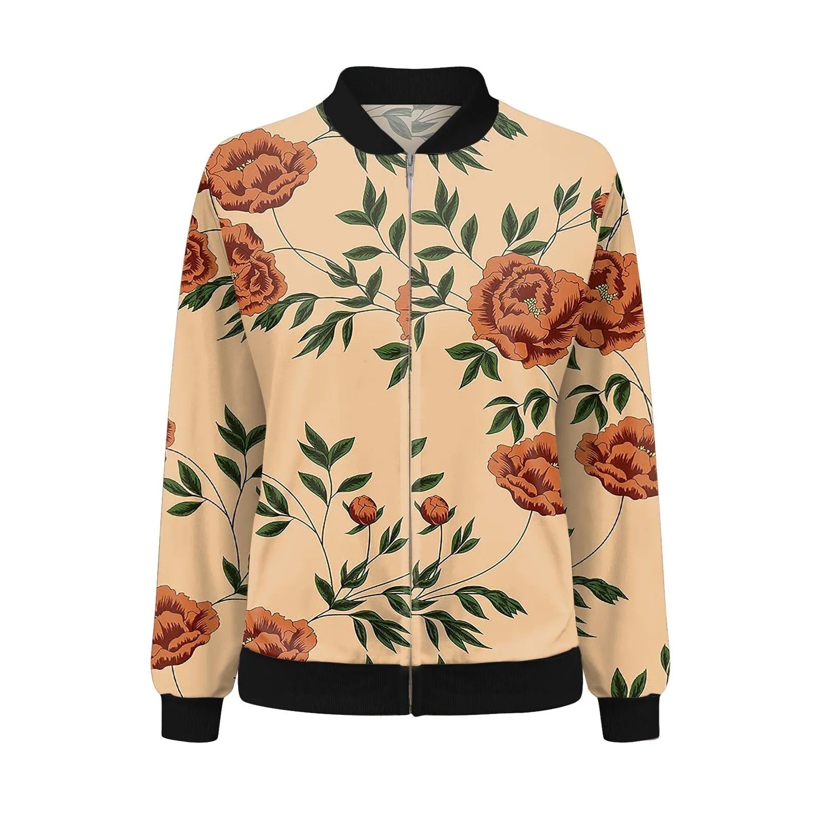 zomerse jas met bloemenprint dames chique elegant comfortabel lente voorjaarsjas vrouwern bomberjas vest trui met rits