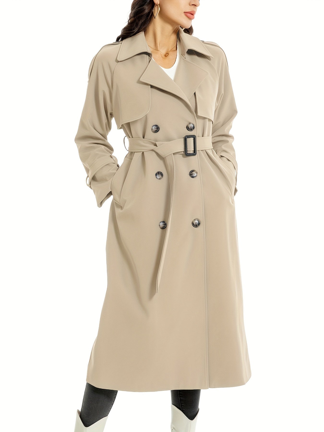 MILA - Lange Dubbelzijdige Trenchcoat Met Riem