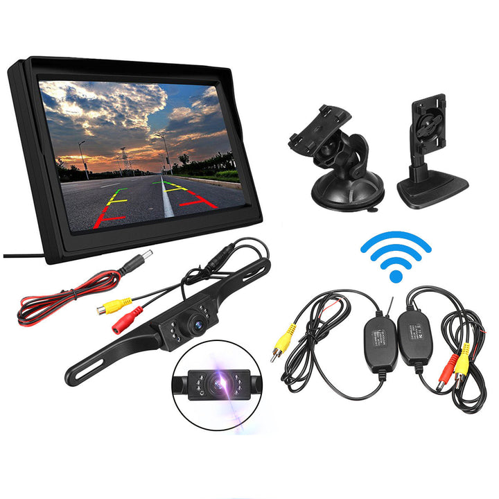 Draadloze Achteruitrijcamera Set – 5 Inch LCD Scherm, 170 Graden Zicht en Waterdichte Camera voor Veilig Parkeren DIY