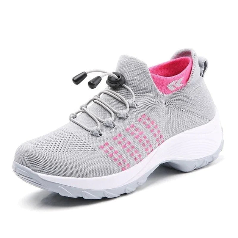 comfortabele ondersteunende sportschoenen met elastische sluiting en sok orthopedische dames sneakers voor vrouwen zomerschoenen met hoge hak en witte zool