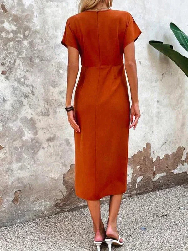 Elegante Maxi Jurk met V-Hals en Split