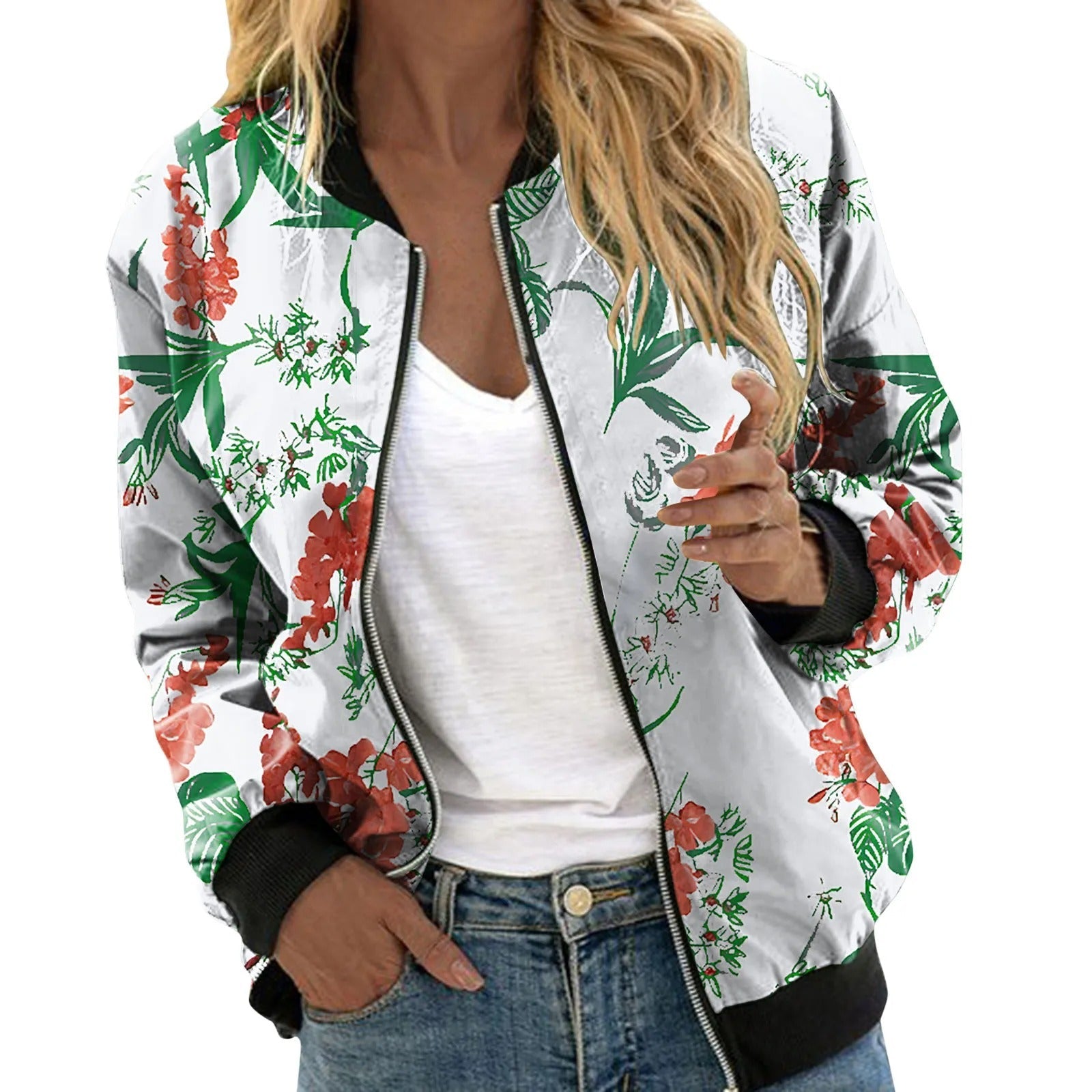 Ontdek onze korte zomerjas met bloemenprint voor dames, een trendy en veelzijdige toevoeging aan je zomergarderobe