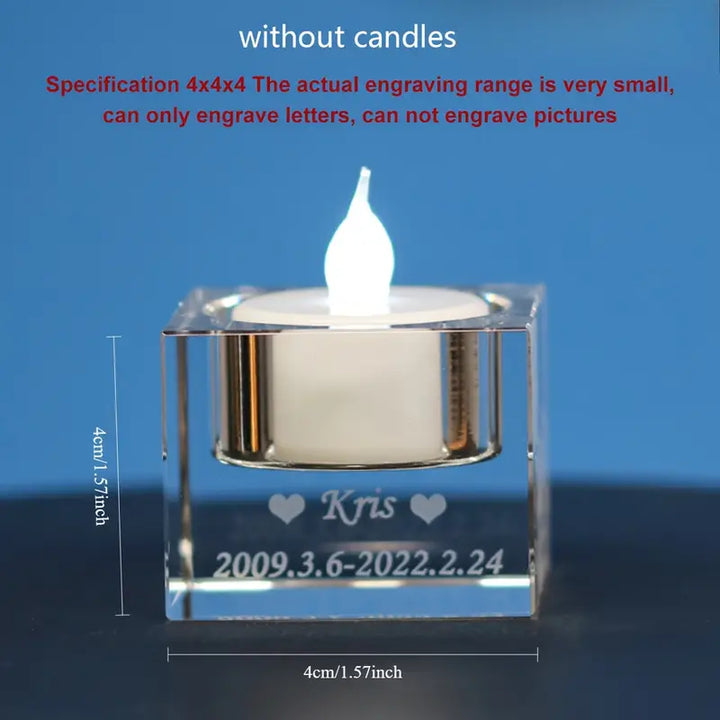 CrystalGlow Gepersonaliseerde Glazen Kaarshouder - Elegante Decoratie voor Elk Moment