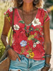 V‑hals T‑shirt met Bloemenprint