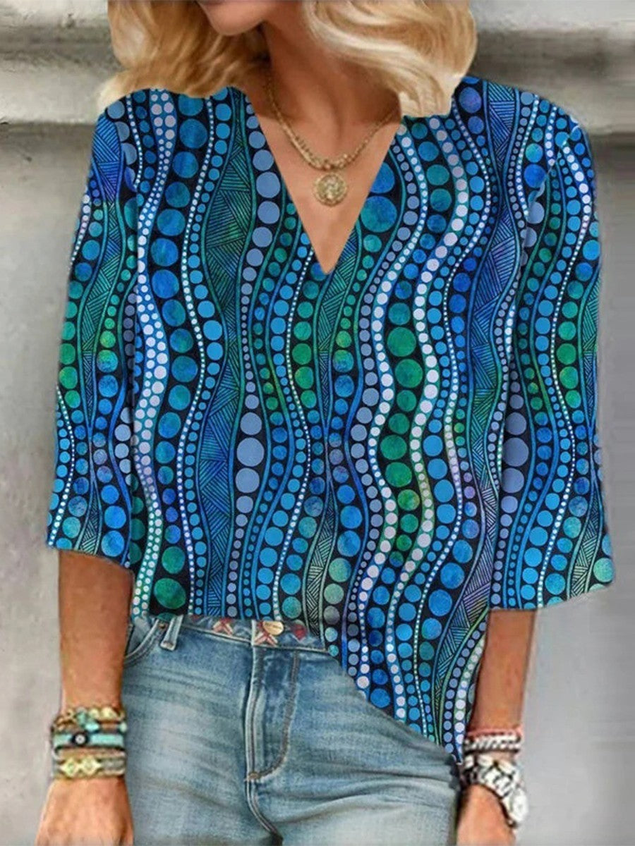 Blouse met Abstracte print en V‑hals