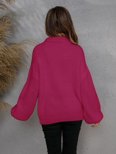 Casual Sweater Met Halve Rits