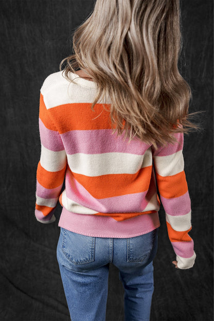 Losse Sweater Met Kleuren & V-hals - Zara