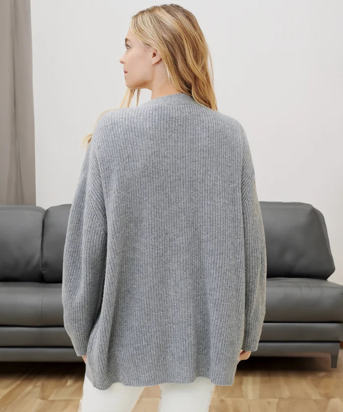 CHAVELI- Stijlvolle Kasjmir Cardigan Damesvest met knopen oversized Grijs