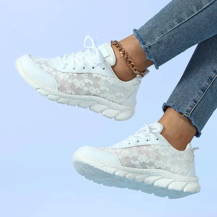 Ademende vetersneakers met sterrenpatroon voor dames