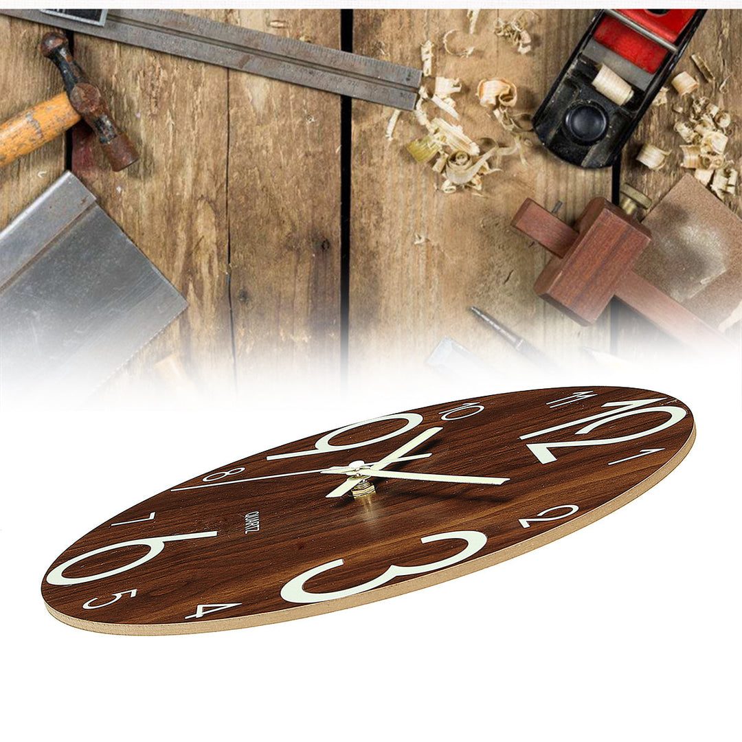 Luminous Wall Clock - Stille Quartz Wandklok van Hout met Verlichte Wijzers voor Donkere Kamers