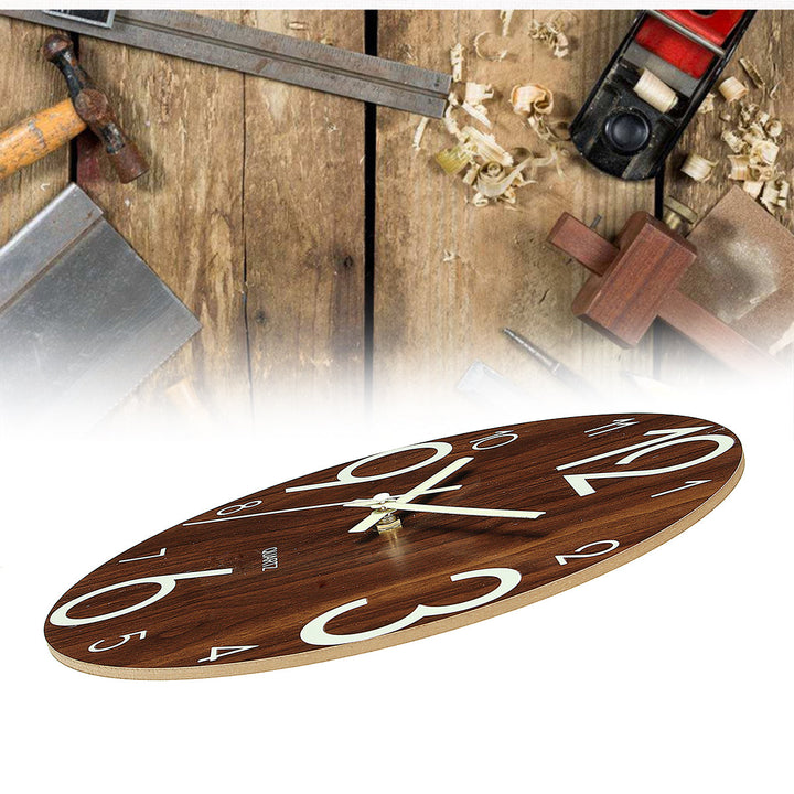 Luminous Wall Clock - Stille Quartz Wandklok van Hout met Verlichte Wijzers voor Donkere Kamers