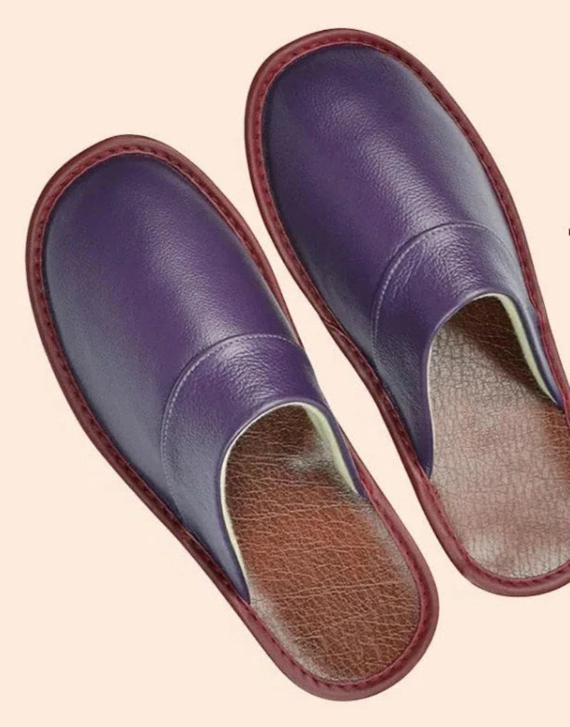Antislip comfortabele binnenslippers van echt leer