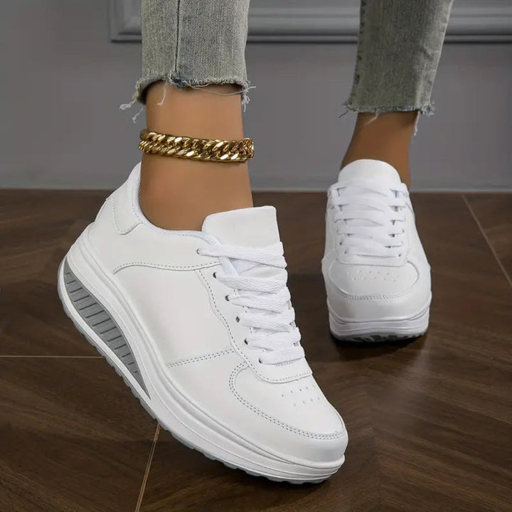 PU leren platform flats voor dames