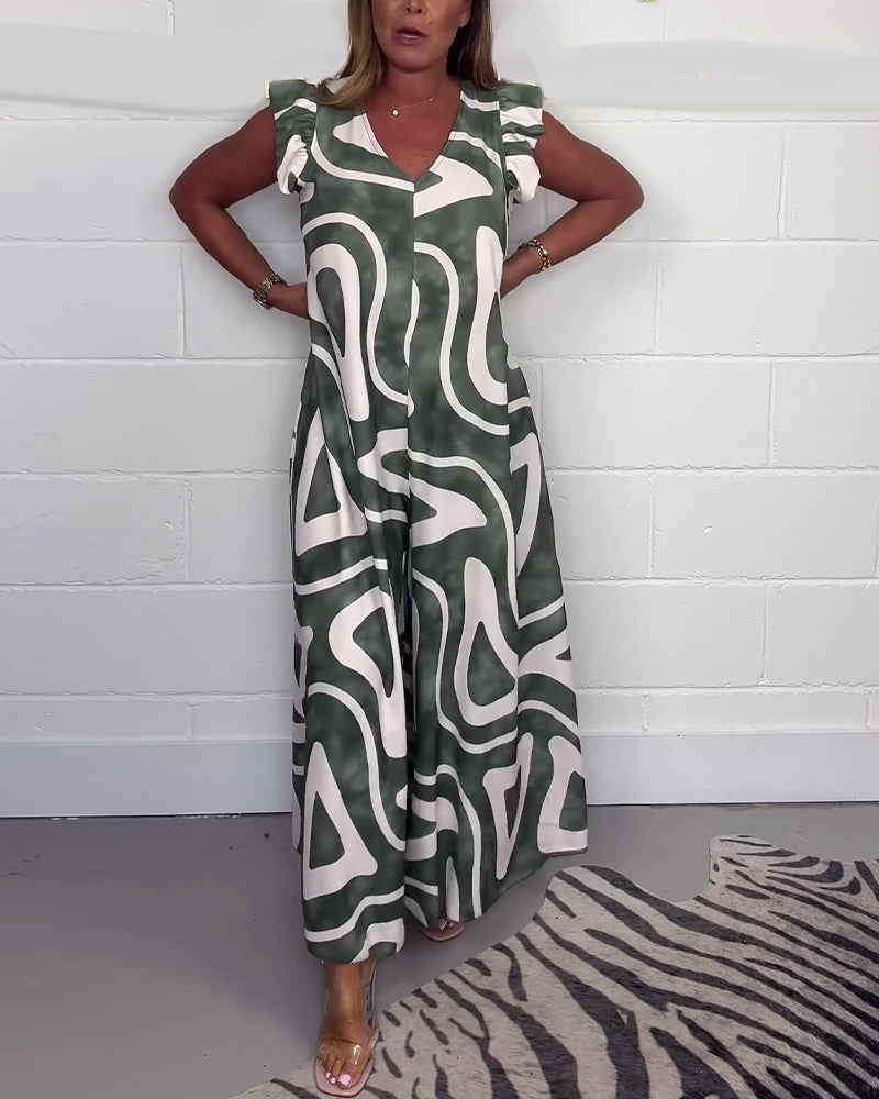 Deze modieuze en comfortabele jumpsuit is ideaal voor warme dagen en zomerse avonden, met een opvallende print en een flatterende pasvorm die je stijlvol en zelfverzekerd houdt.