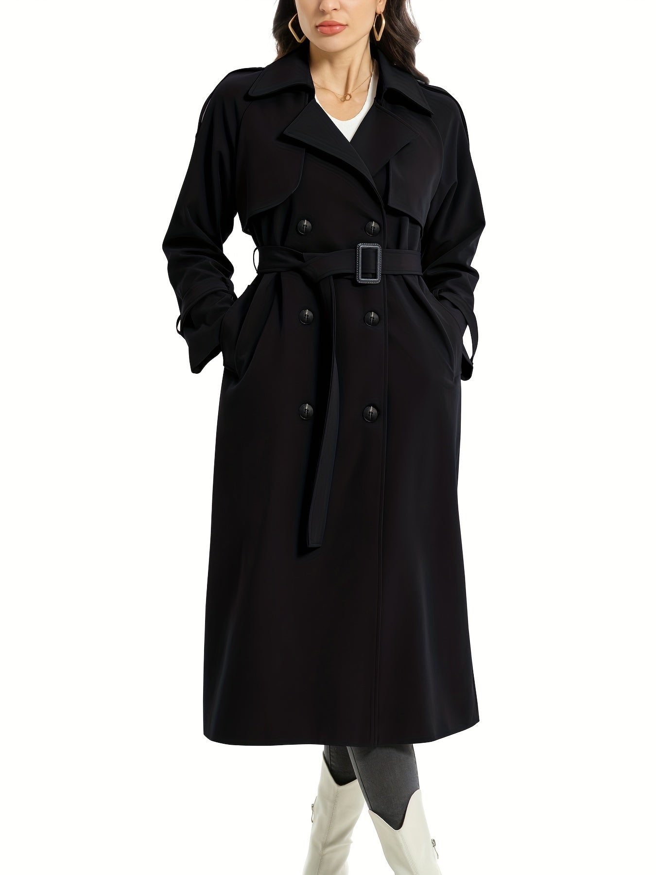 MILA - Lange Dubbelzijdige Trenchcoat Met Riem