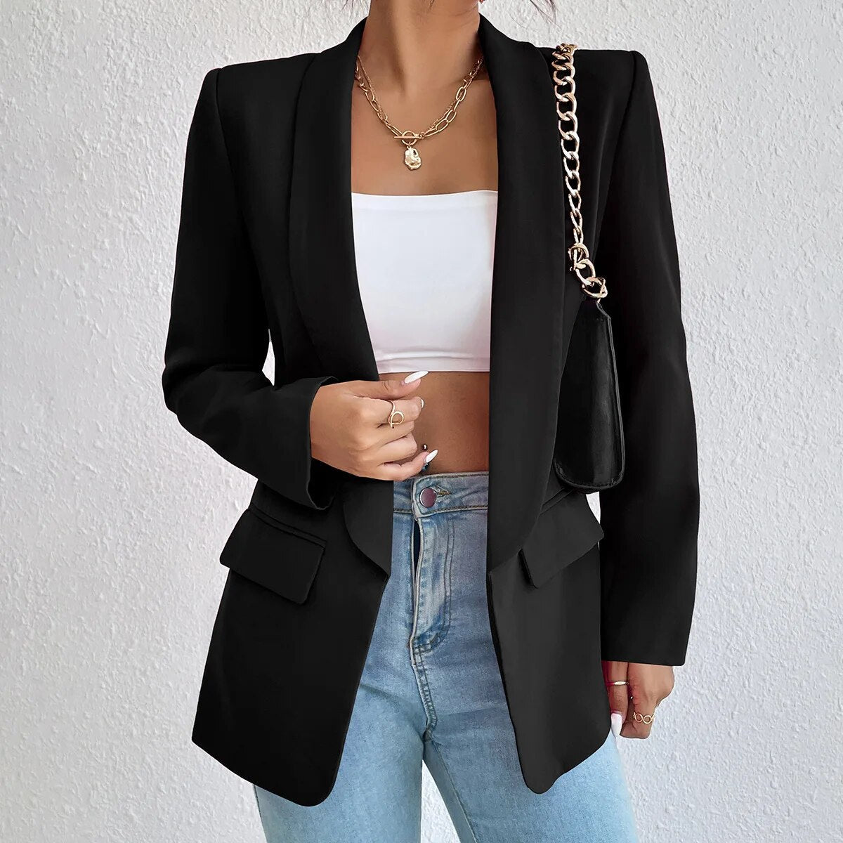 Casual en Elegante Blazer Dames Jasje Chique Zwart Model dameskleding Lente