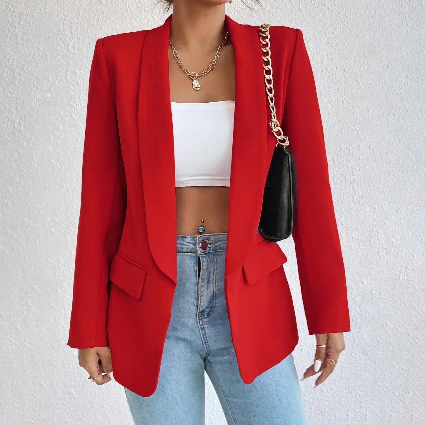 Casual en Elegante Blazer Dames Jasje Chique Rood Model dameskleding Lente