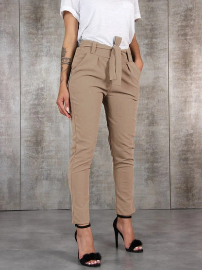 Chiffon Hoge Taille Broek Dames Khaki dameskleding hakken