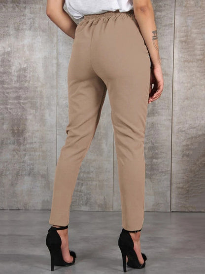 Chiffon Hoge Taille Broek Dames Khaki dameskleding hakken