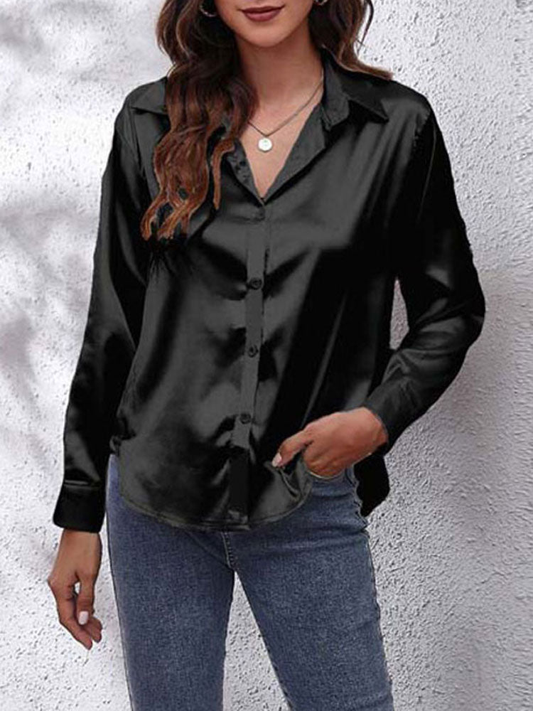 Geef toe aan tijdloze elegantie met onze Chic Comfortable Satin Blouse voor dames. Deze blouse van luxe satijnen stof combineert verfijning met comfort voor een moeiteloze zomerstijl. 