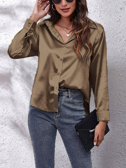 Geef toe aan tijdloze elegantie met onze Chic Comfortable Satin Blouse voor dames. Deze blouse van luxe satijnen stof combineert verfijning met comfort voor een moeiteloze zomerstijl. 