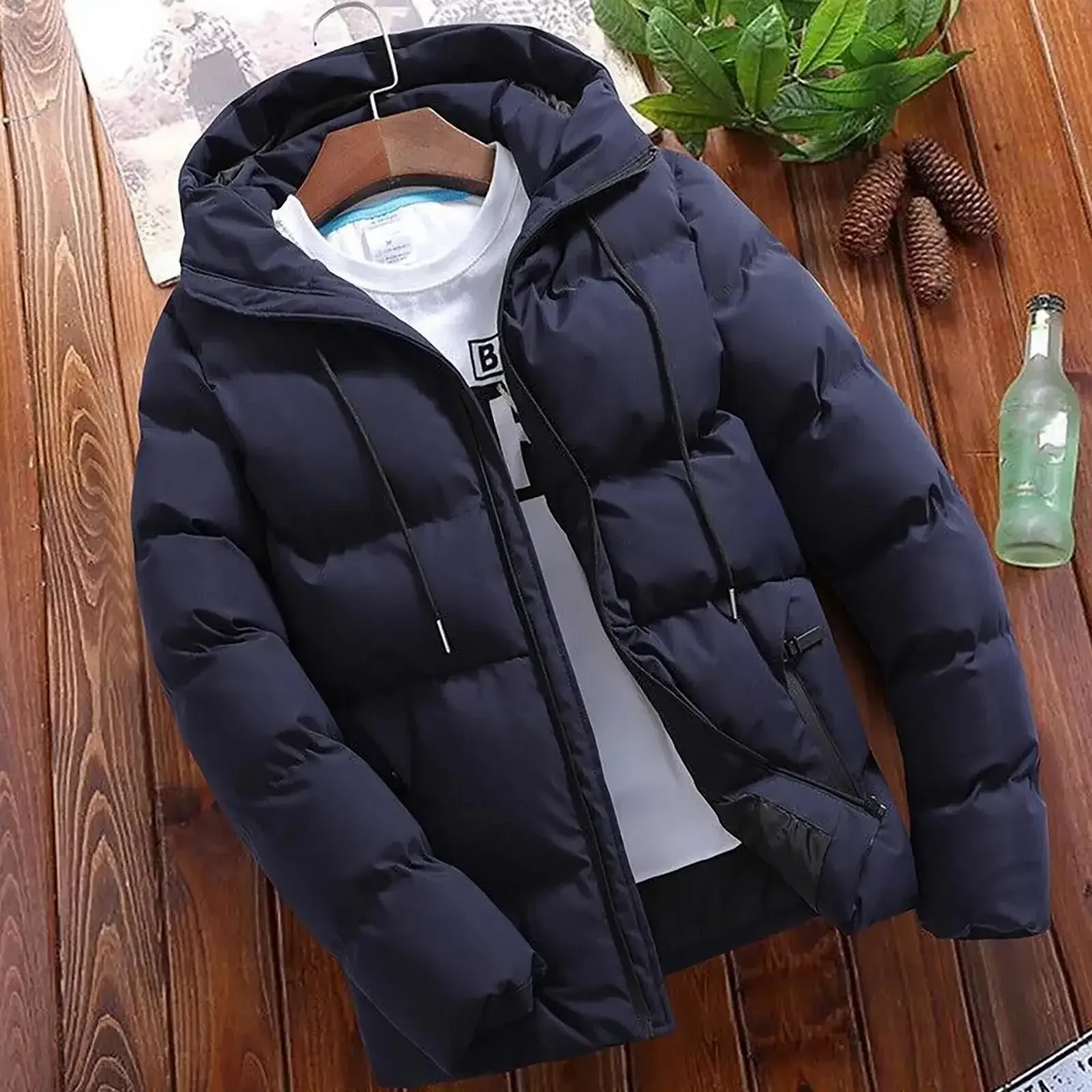 Casual Puffer Winterjas Met Capuchon Voor Heren - Nordelle