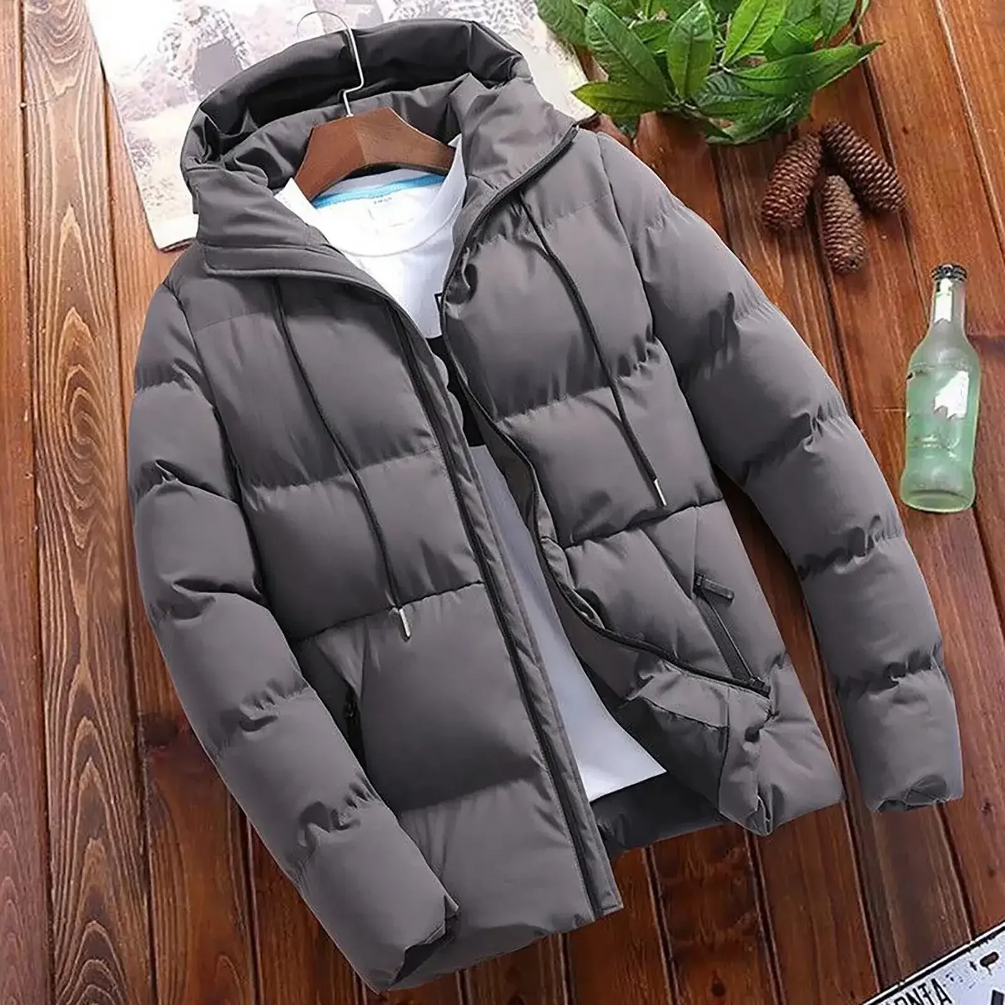 Casual Puffer Winterjas Met Capuchon Voor Heren - Nordelle