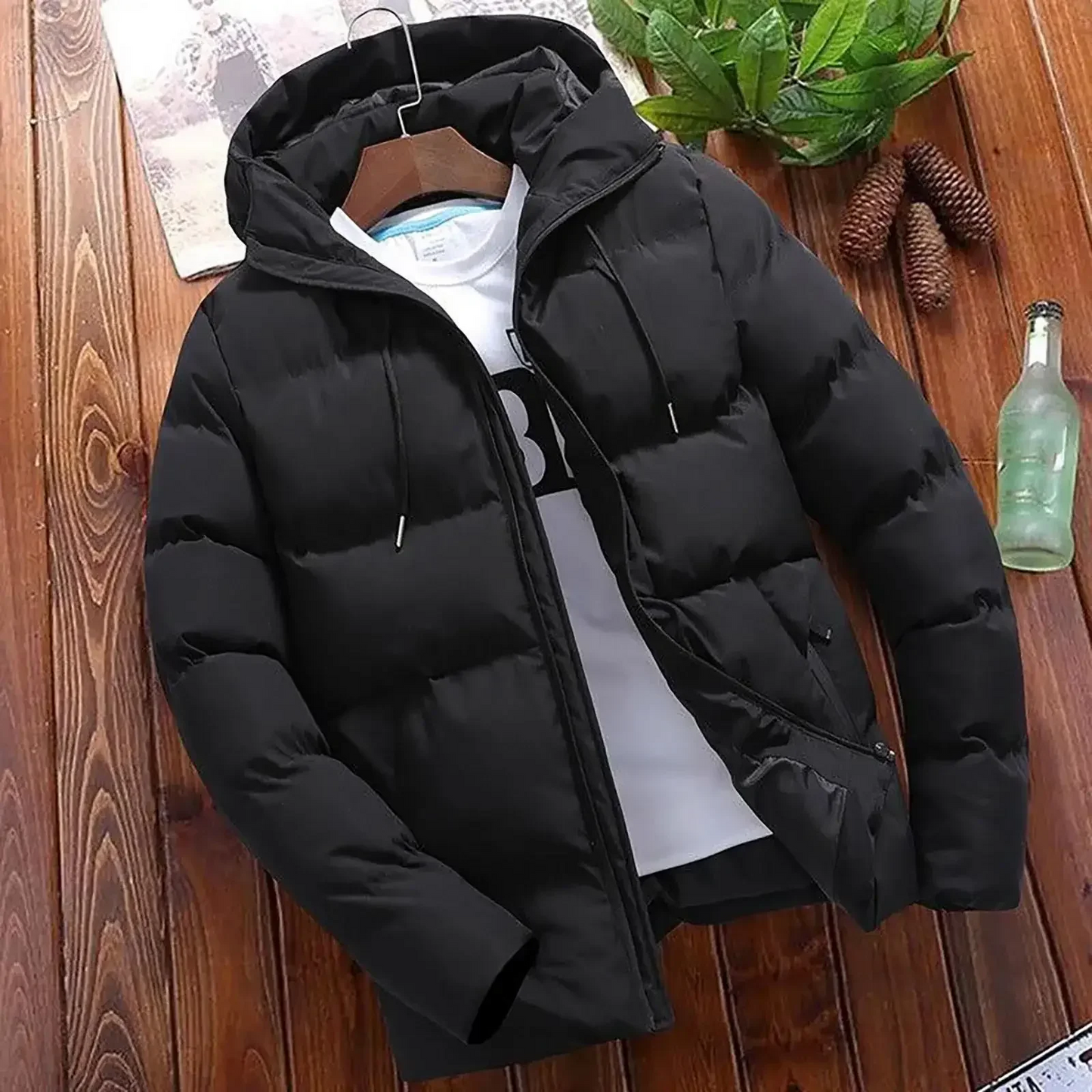 Casual Puffer Winterjas Met Capuchon Voor Heren - Nordelle