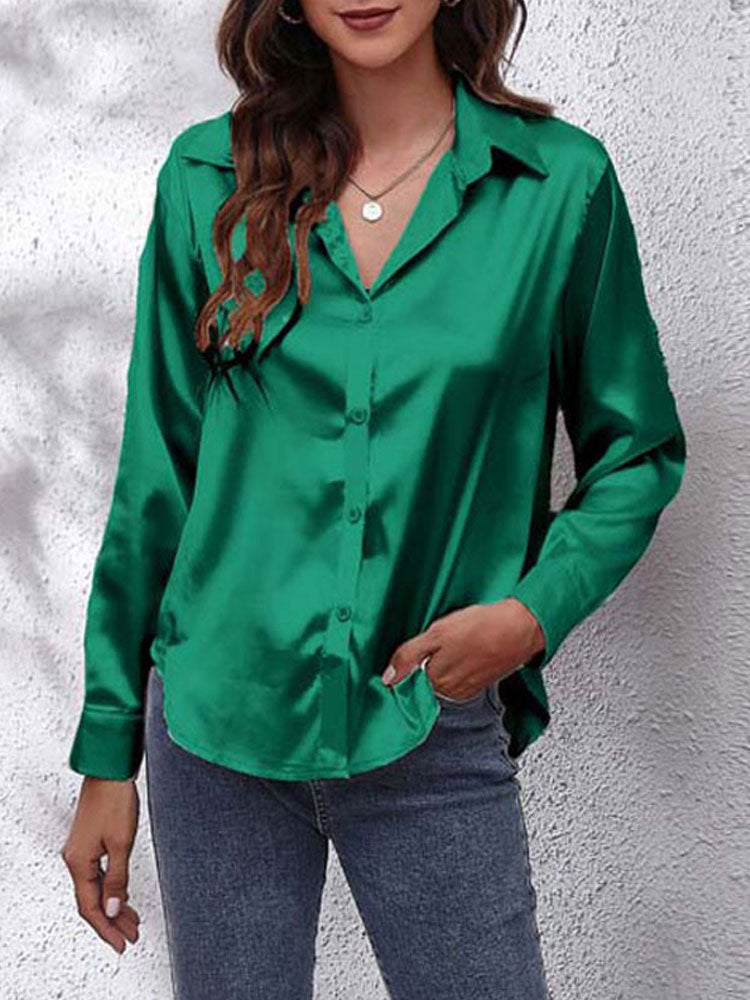 Geef toe aan tijdloze elegantie met onze Chic Comfortable Satin Blouse voor dames. Deze blouse van luxe satijnen stof combineert verfijning met comfort voor een moeiteloze zomerstijl. 