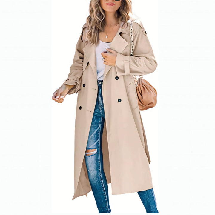 Klassieke Dames Trenchcoat met Dubbele Rij Knopen