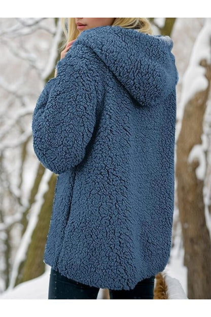 Warm Teddy Vest Blauw Met Capuchon