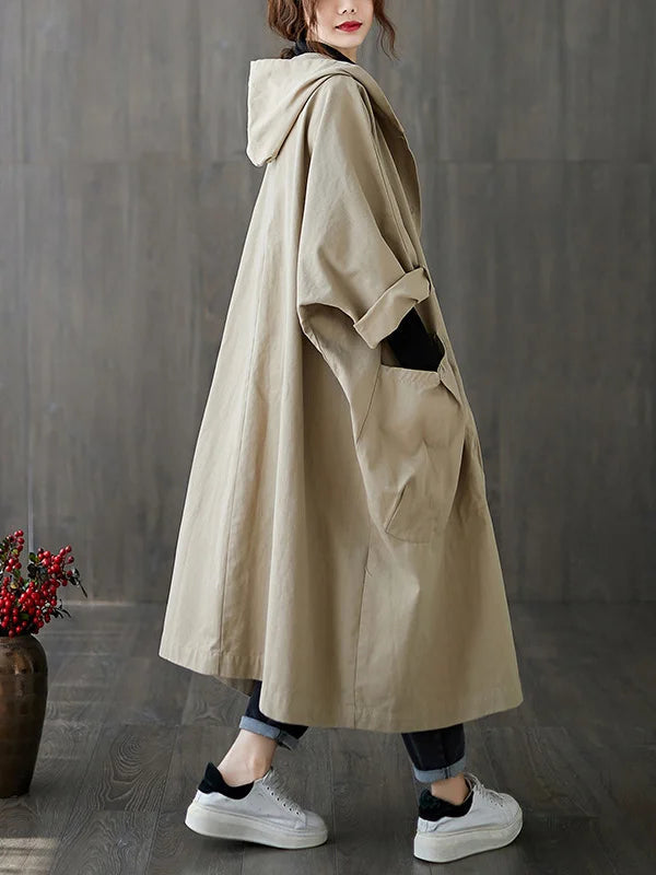 Lange Waterdichte Trenchcoat Voor Dames