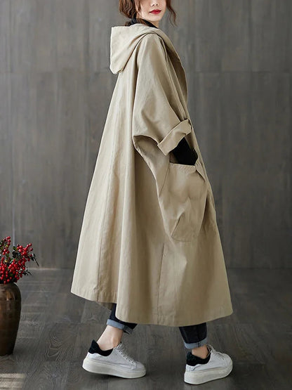 Lange Waterdichte Trenchcoat Voor Dames