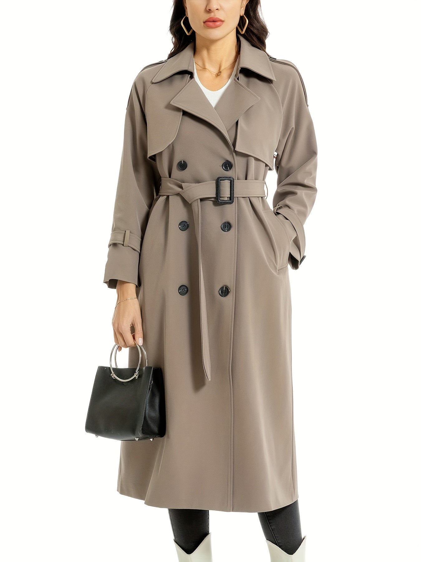 MILA - Lange Dubbelzijdige Trenchcoat Met Riem