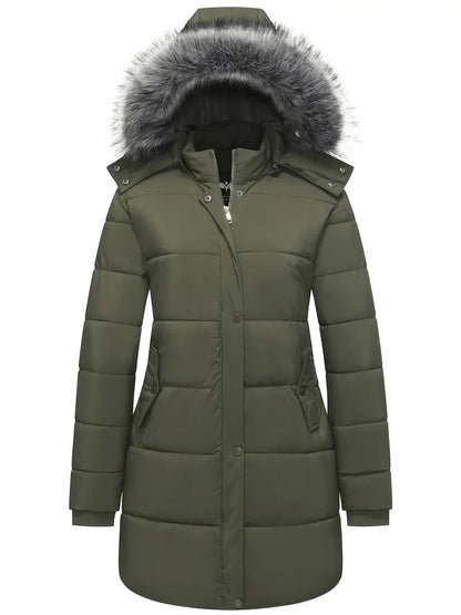 Puffer Winterjas Met Bont Capuchon Dames - Amira