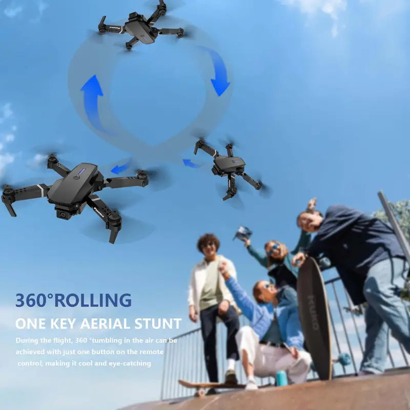 Kindervriendelijke Drone E88 – Dual Camera, WiFi Besturing, Opvouwbaar Design, 480p Video – Perfect Cadeau voor Kerst & Feestdagen, Indoor/Outdoor Quadcopter met 40m Hoogte & 50m Bereik